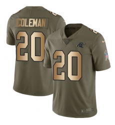 Youth Nike Carolina Panthers #20 Kurt Coleman Limited Olive/Gold 2017 Salute to Service NFL Jersey
