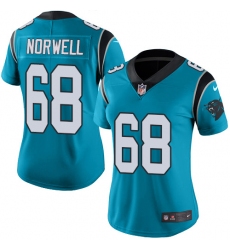 Women's Nike Carolina Panthers #68 Andrew Norwell Blue Alternate Vapor Untouchable Limited Player NFL Jersey