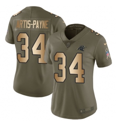 Women's Nike Carolina Panthers #34 Cameron Artis-Payne Limited Olive/Gold 2017 Salute to Service NFL Jersey