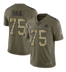 Men's Nike Carolina Panthers #75 Matt Kalil Limited Olive/Camo 2017 Salute to Service NFL Jersey