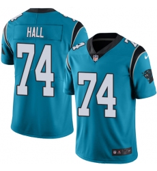 Men's Nike Carolina Panthers #74 Daeshon Hall Blue Alternate Vapor Untouchable Limited Player NFL Jersey
