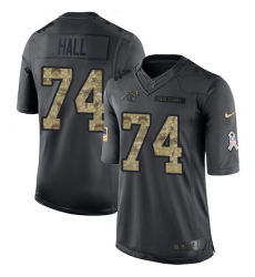 Men's Nike Carolina Panthers #74 Daeshon Hall Limited Black 2016 Salute to Service NFL Jersey