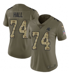 Women's Nike Carolina Panthers #74 Daeshon Hall Limited Olive/Camo 2017 Salute to Service NFL Jersey