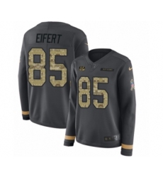 Women's Nike Cincinnati Bengals #85 Tyler Eifert Limited Black Salute to Service Therma Long Sleeve NFL Jersey