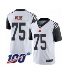 Men's Cincinnati Bengals #75 Jordan Willis Limited White Rush Vapor Untouchable 100th Season Football Jersey