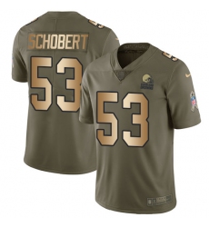 Men's Nike Cleveland Browns #53 Joe Schobert Limited Olive/Gold 2017 Salute to Service NFL Jersey