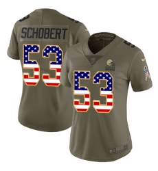 Women's Nike Cleveland Browns #53 Joe Schobert Limited Olive/USA Flag 2017 Salute to Service NFL Jersey