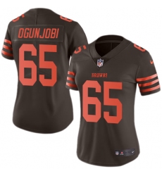 Women's Nike Cleveland Browns #65 Larry Ogunjobi Limited Brown Rush Vapor Untouchable NFL Jersey