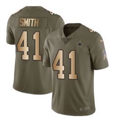 Youth Nike Dallas Cowboys #41 Keith Smith Limited Olive/Gold 2017 Salute to Service NFL Jersey