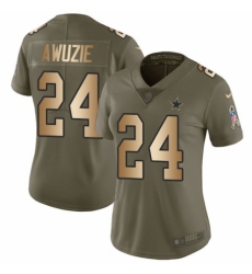 Women's Nike Dallas Cowboys #24 Chidobe Awuzie Limited Olive Gold 2017 Salute to Service NFL Jersey