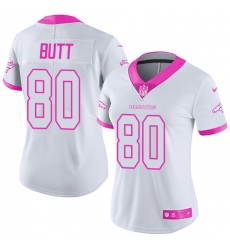 Women's Nike Denver Broncos #80 Jake Butt Limited White/Pink Rush Fashion NFL Jersey