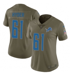 Women's Nike Detroit Lions #61 Kerry Hyder Limited Olive 2017 Salute to Service NFL Jersey
