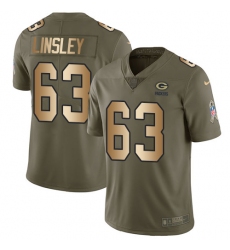 Youth Nike Green Bay Packers #63 Corey Linsley Limited Olive/Gold 2017 Salute to Service NFL Jersey