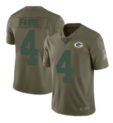 Men's Nike Green Bay Packers #4 Brett Favre Limited Olive 2017 Salute to Service NFL Jersey