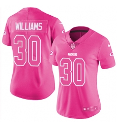 Women's Nike Green Bay Packers #30 Jamaal Williams Limited Pink Rush Fashion NFL Jersey