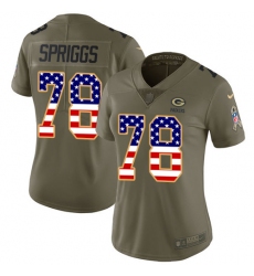Women's Nike Green Bay Packers #78 Jason Spriggs Limited Olive/USA Flag 2017 Salute to Service NFL Jersey