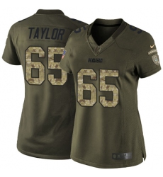 Women's Nike Green Bay Packers #65 Lane Taylor Elite Green Salute to Service NFL Jersey