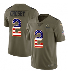 Men's Nike Green Bay Packers #2 Mason Crosby Limited Olive/USA Flag 2017 Salute to Service NFL Jersey