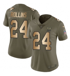 Women's Nike Green Bay Packers #24 Quinten Rollins Limited Olive/Gold 2017 Salute to Service NFL Jersey