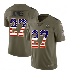 Men's Nike Green Bay Packers #27 Josh Jones Limited Olive/USA Flag 2017 Salute to Service NFL Jersey