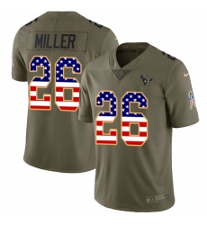 Men's Nike Houston Texans #26 Lamar Miller Limited Olive/USA Flag 2017 Salute to Service NFL Jersey
