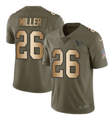 Youth Nike Houston Texans #26 Lamar Miller Limited Olive/Gold 2017 Salute to Service NFL Jersey