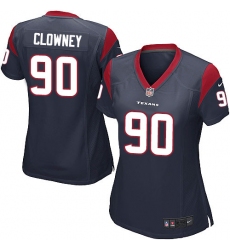 Women's Nike Houston Texans #90 Jadeveon Clowney Game Navy Blue Team Color NFL Jersey