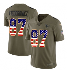 Youth Nike Houston Texans #87 C.J. Fiedorowicz Limited Olive/USA Flag 2017 Salute to Service NFL Jersey