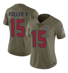 Women's Nike Houston Texans #15 Will Fuller V Limited Olive 2017 Salute to Service NFL Jersey