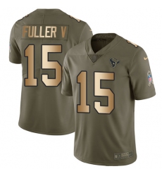 Youth Nike Houston Texans #15 Will Fuller V Limited Olive/Gold 2017 Salute to Service NFL Jersey