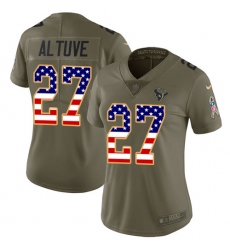 Women's Nike Houston Texans #27 Jose Altuve Limited Olive/USA Flag 2017 Salute to Service NFL Jersey