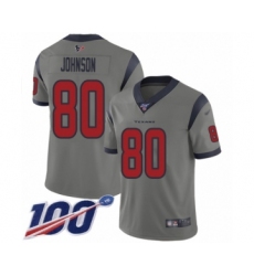 Men's Houston Texans #80 Andre Johnson Limited Gray Inverted Legend 100th Season Football Jersey