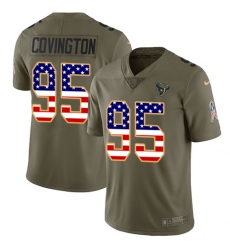 Men's Nike Houston Texans #95 Christian Covington Limited Olive/USA Flag 2017 Salute to Service NFL Jersey