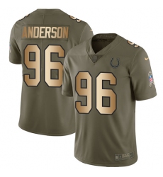 Men's Nike Indianapolis Colts #96 Henry Anderson Limited Olive/Gold 2017 Salute to Service NFL Jersey