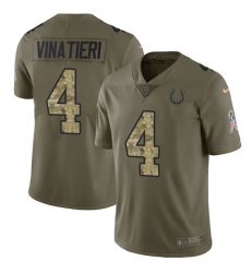 Men's Nike Indianapolis Colts #4 Adam Vinatieri Limited Olive/Camo 2017 Salute to Service NFL Jersey