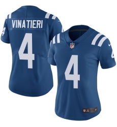 Women's Nike Indianapolis Colts #4 Adam Vinatieri Royal Blue Team Color Vapor Untouchable Limited Player NFL Jersey
