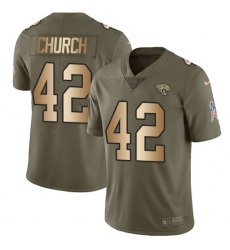 Men's Nike Jacksonville Jaguars #42 Barry Church Limited Olive/Gold 2017 Salute to Service NFL Jersey