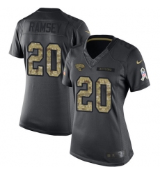 Women's Nike Jacksonville Jaguars #20 Jalen Ramsey Limited Black 2016 Salute to Service NFL Jersey
