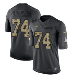 Men's Nike Jacksonville Jaguars #74 Cam Robinson Limited Black 2016 Salute to Service NFL Jersey