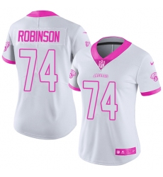 Women's Nike Jacksonville Jaguars #74 Cam Robinson Limited White/Pink Rush Fashion NFL Jersey