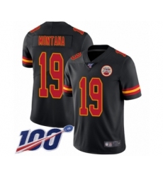 Men's Kansas City Chiefs #19 Joe Montana Limited Black Rush Vapor Untouchable 100th Season Football Jersey