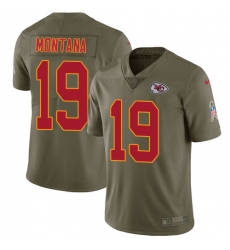 Youth Nike Kansas City Chiefs #19 Joe Montana Limited Olive 2017 Salute to Service NFL Jersey