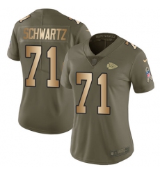 Women's Nike Kansas City Chiefs #71 Mitchell Schwartz Limited Olive/Gold 2017 Salute to Service NFL Jersey