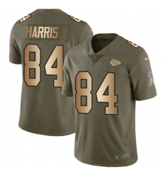 Youth Nike Kansas City Chiefs #84 Demetrius Harris Limited Olive/Gold 2017 Salute to Service NFL Jersey